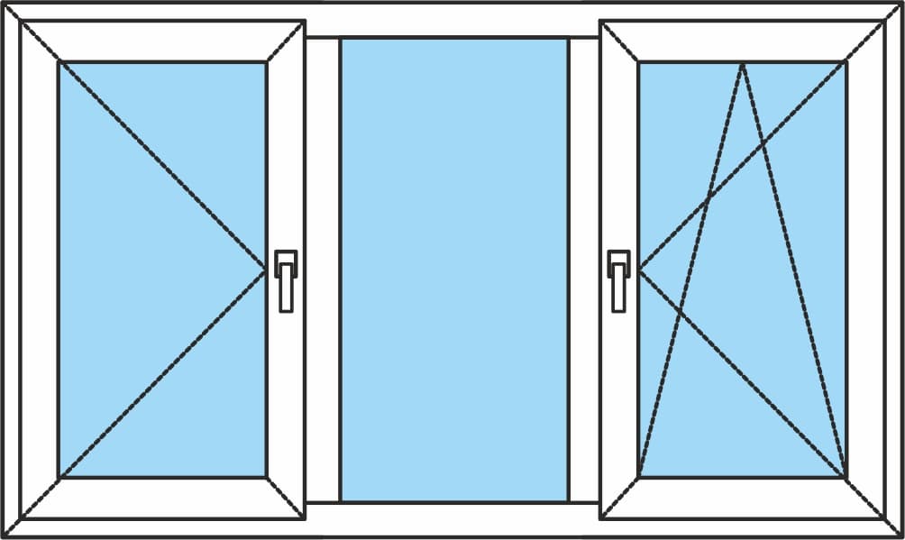 Трехстворчатое - поворотное + глухое + поворотно-откидное - Умные Окна